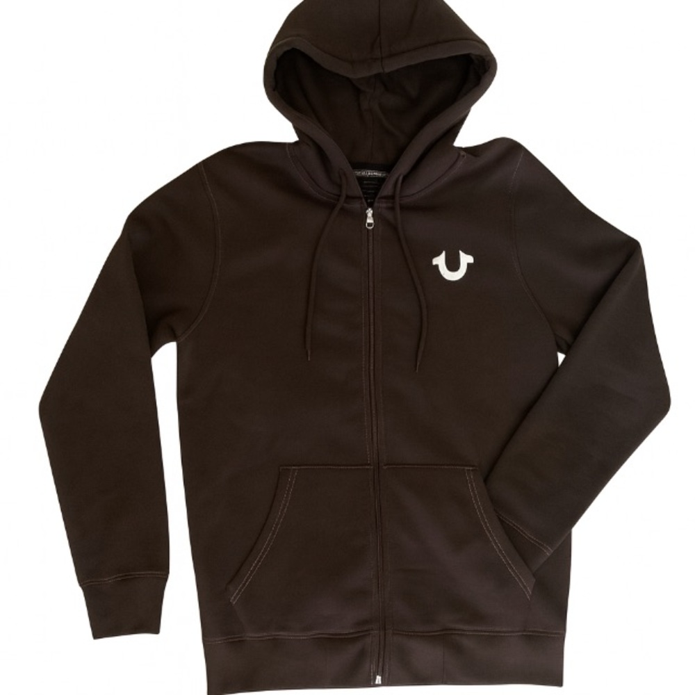 True Religion Buddha Logo Seal Zip Hoodie Brown Men’s M - Picture 3 of 14